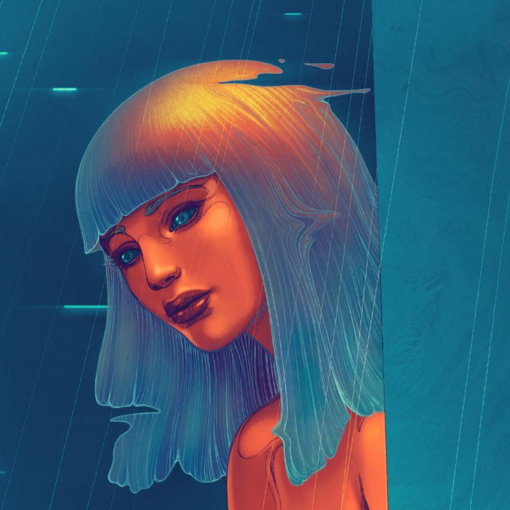 Inspired by the iconic scene between K and a massive representation of Joi in Blade Runner 2049, Highlighting the details is a transparent holographic stamping laid on top of the meticulously silkscreened print. Rounding up the art piece is a new