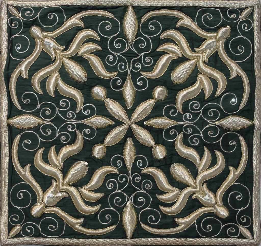 Vintage -  Cuscino verde - Arazzo ricamato da appendere al muro