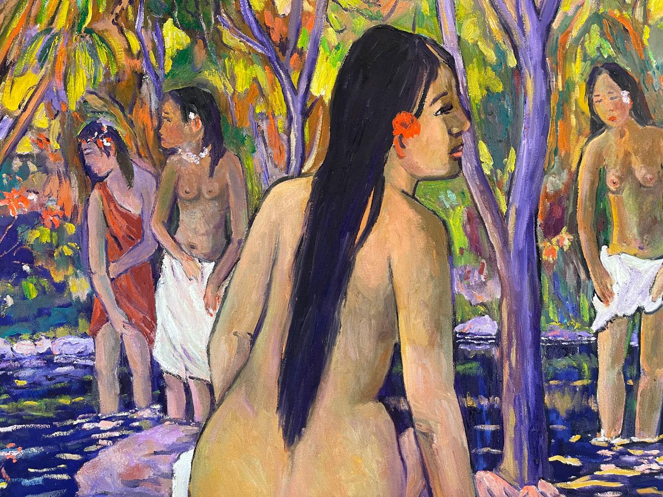 Polynesian Girl Bathing - Original Oil - Painting by Manor Shadian