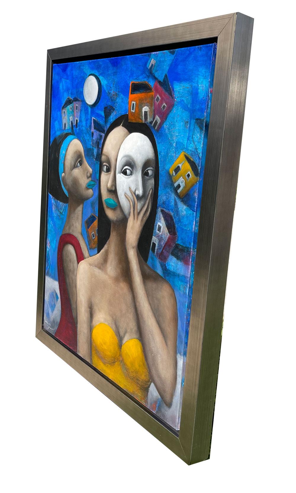 Hector Acevedo ** Mascarade ** Original Öl auf Leinwand im Angebot 3