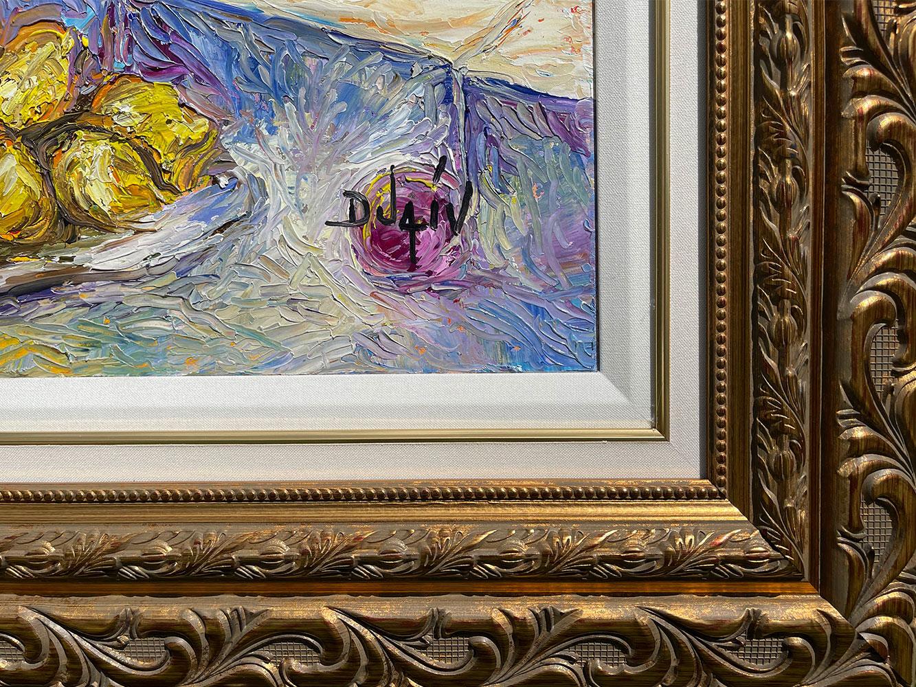 Artist: Duaiv
Title: Van Gough Home
Medium: Original Oil on Linen
Signature: Hand-signed by the Artist
Size: Approximately 39x31 inches
Framed: Frame Size  51x43 inches
Biography: Duaiv creates paintings that transcend the boundaries of
