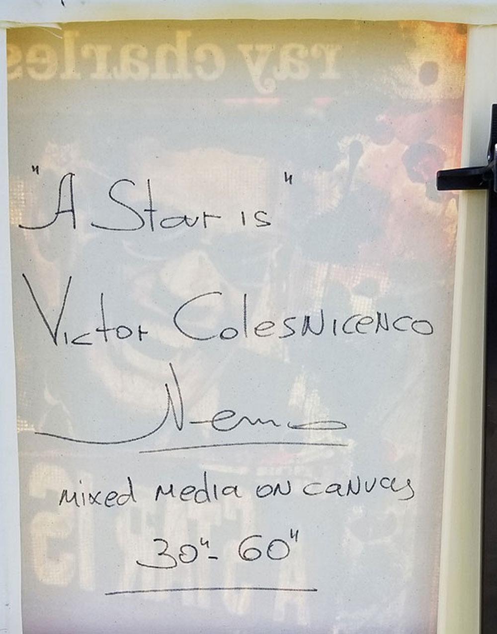 Victor Colesnicenco ** A Star Is **Original Mixed Media On Canvas - Black Abstract Painting by VICTOR COLESNICENCO (NEMO)