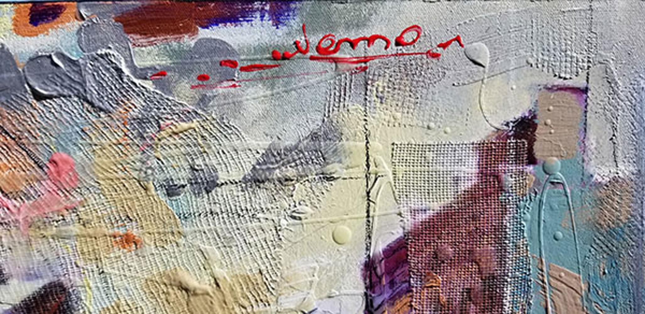Victor Colesnicenco ** To Manhattan **Original Mixed Media On Canvas - Gray Abstract Painting by VICTOR COLESNICENCO (NEMO)