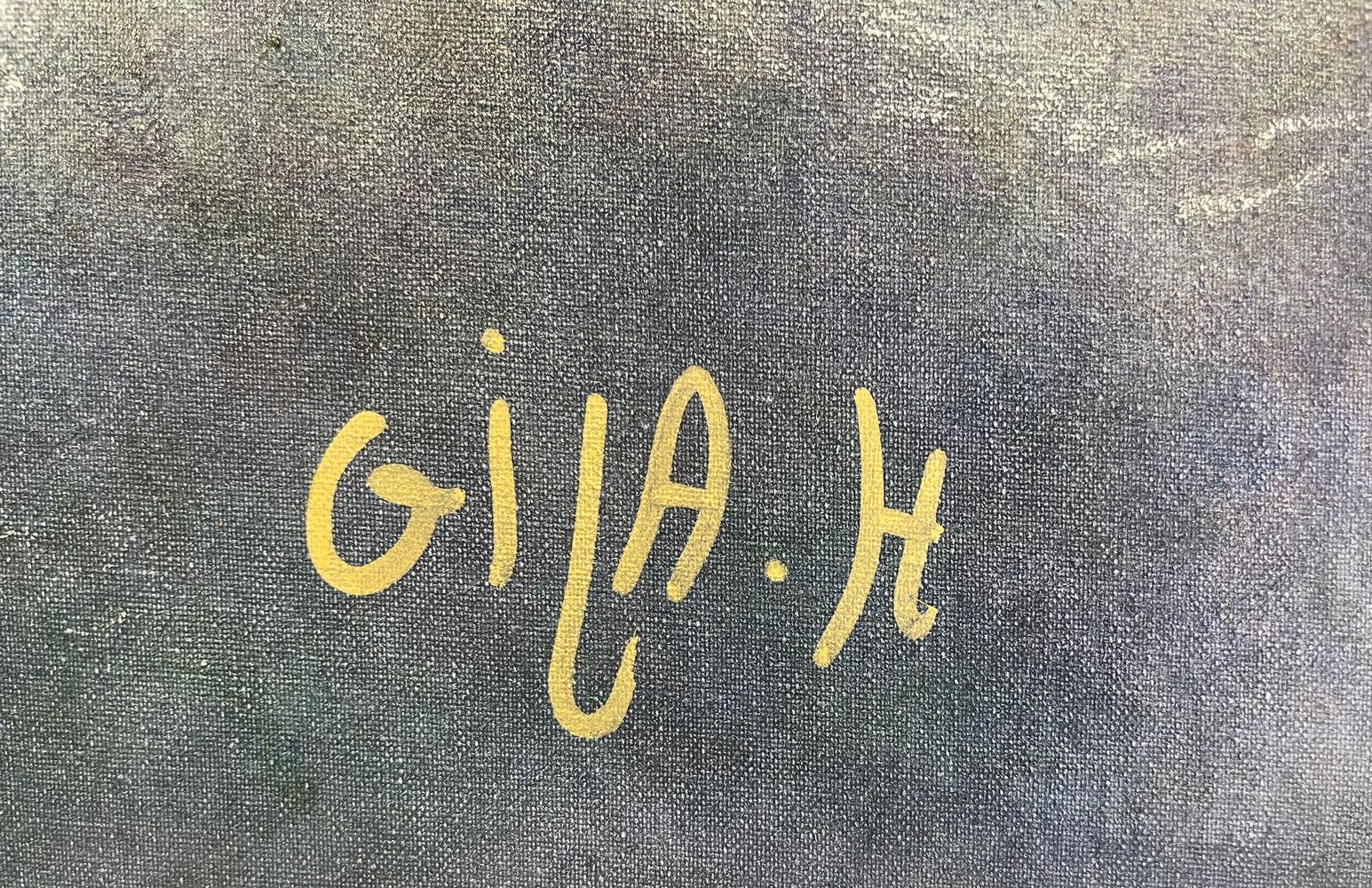 Gila Hamzani - Gila Hamzani  Looking Inside ** Acrylique sur toile d'origine - Gris Figurative Painting par GILA HAMZANI