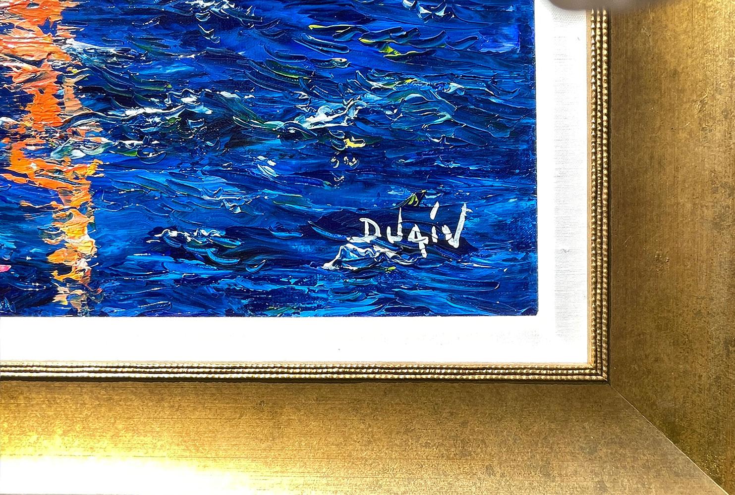 Artist: Duaiv
Title: Deep Blue Sky
Medium: Original Oil on Linen
Signature: Hand-signed by the Artist
Size: Approximately 21x25 inches
Framed: Frame Size 29x33 inches
Biography: Duaiv creates paintings that transcend the boundaries of expressionism