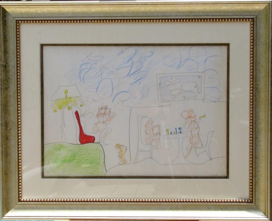 Sans Titre 3 Original Pastell/Zeichnung auf Papier, Original – Art von Roberto Matta