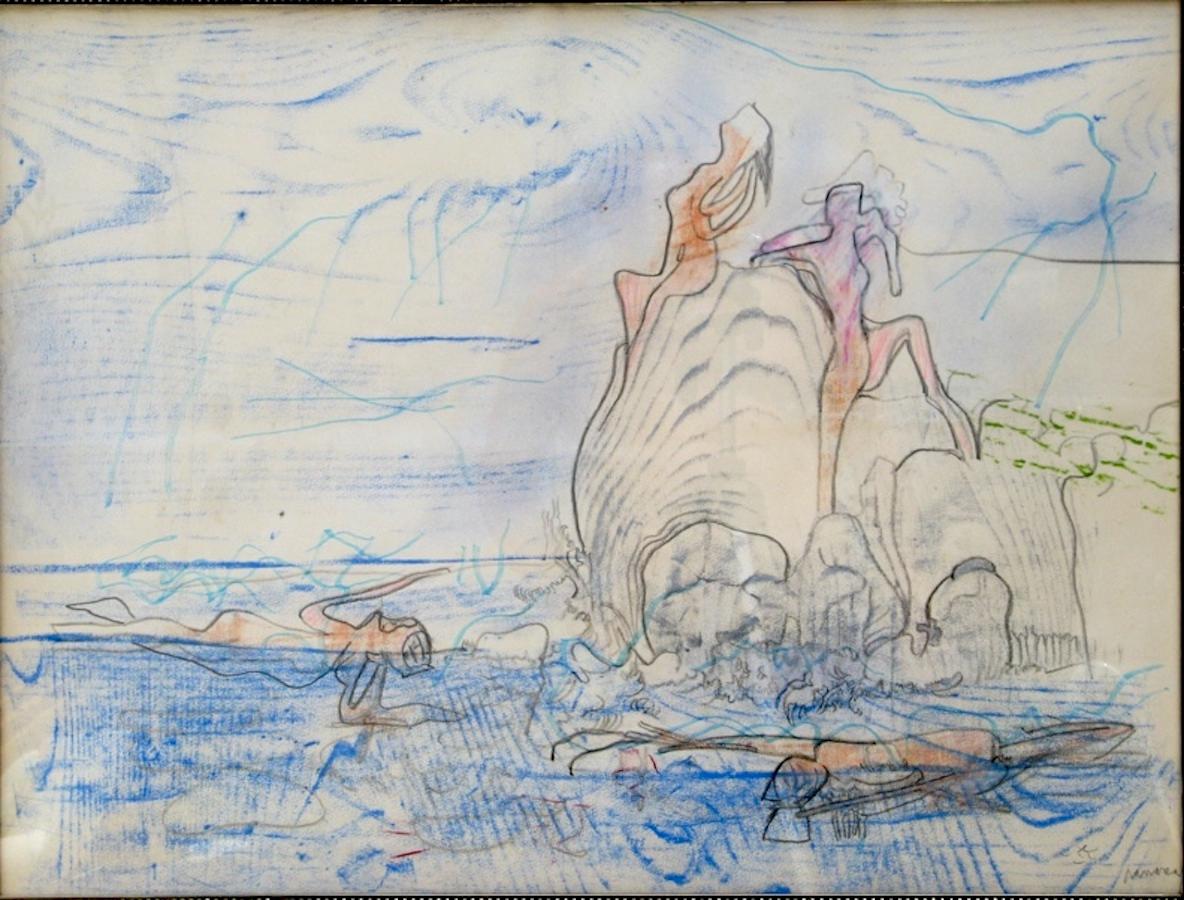 Abstract Drawing di Roberto Matta - Sans Titre 2 Pastello originale/disegno su carta
