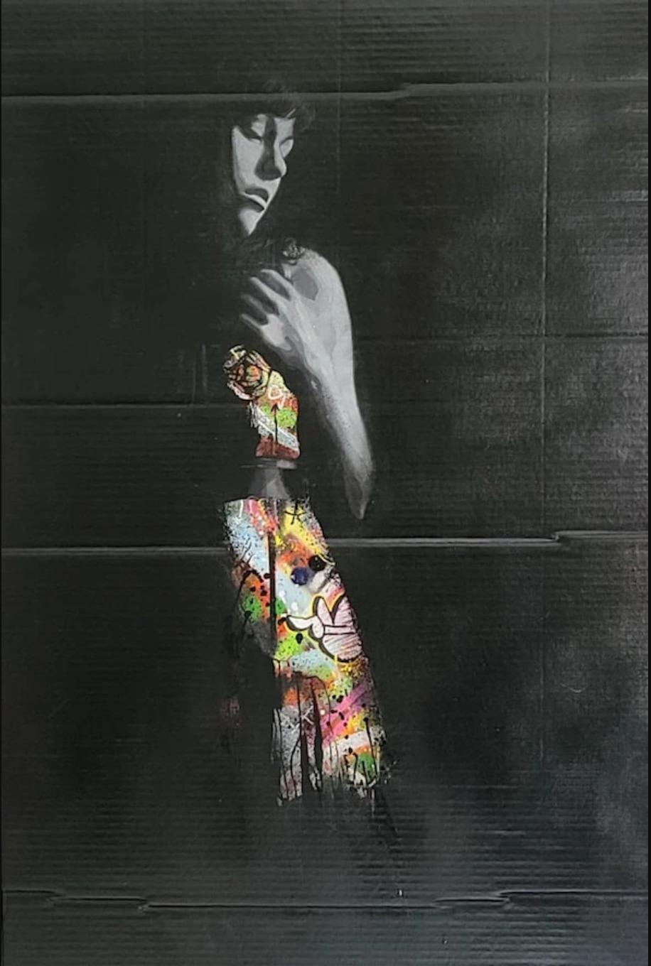 Snik X Martin Whatson  Portrait Painting - The Girl in the Dress