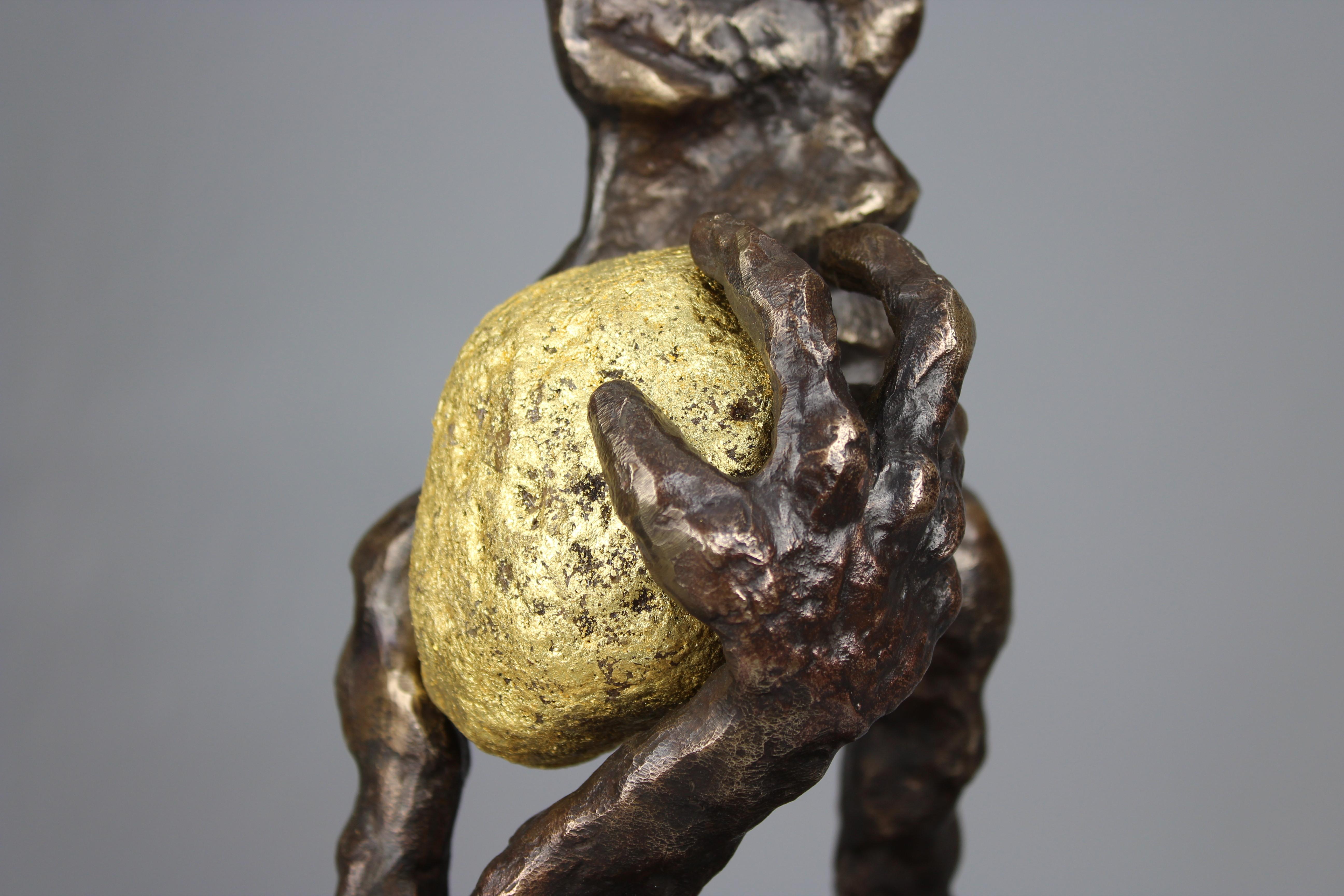 Tomasz Koclega, Exercitiis cum Thesauris, bronze, stone, gold, 66x22x22cm, 2018 For Sale 1