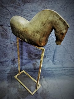 Bogulaw Popowicz, Unique Golden Horse, Welded Ceramic Technique, 53x32x11cm 2019