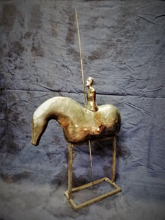 Bogulaw Popowicz, Unique Golden Horse, Welded Ceramic Technique, 66x32x10cm 2019