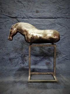 Bogulaw Popowicz, Unique Golden Horse, Welded Ceramic Technique, 32x28x10cm 2019