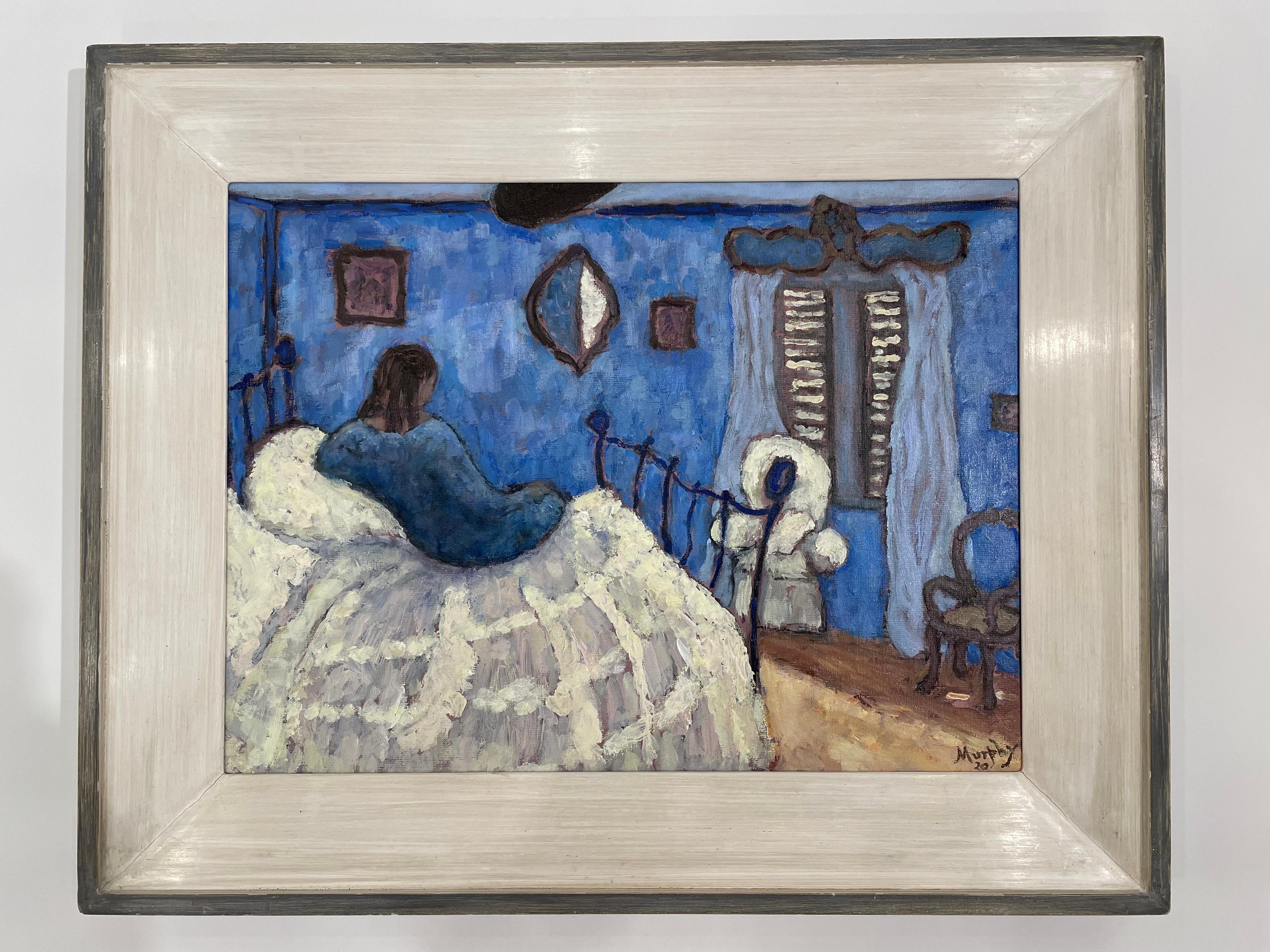 The Blue Room painted in the inimitable style of English-Irish-French artist, Anthony Murphy.

In the artist's own words: In the early sixties, my father would travel with his family to visit his brother, my uncle, the poet Richard Murphy, living in