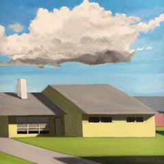 Painting of Mid-Century House with Cloud. Title - Day Scene # 13