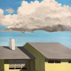 Painting of Mid-Century House with Cloud. Title - Day Scene # 13