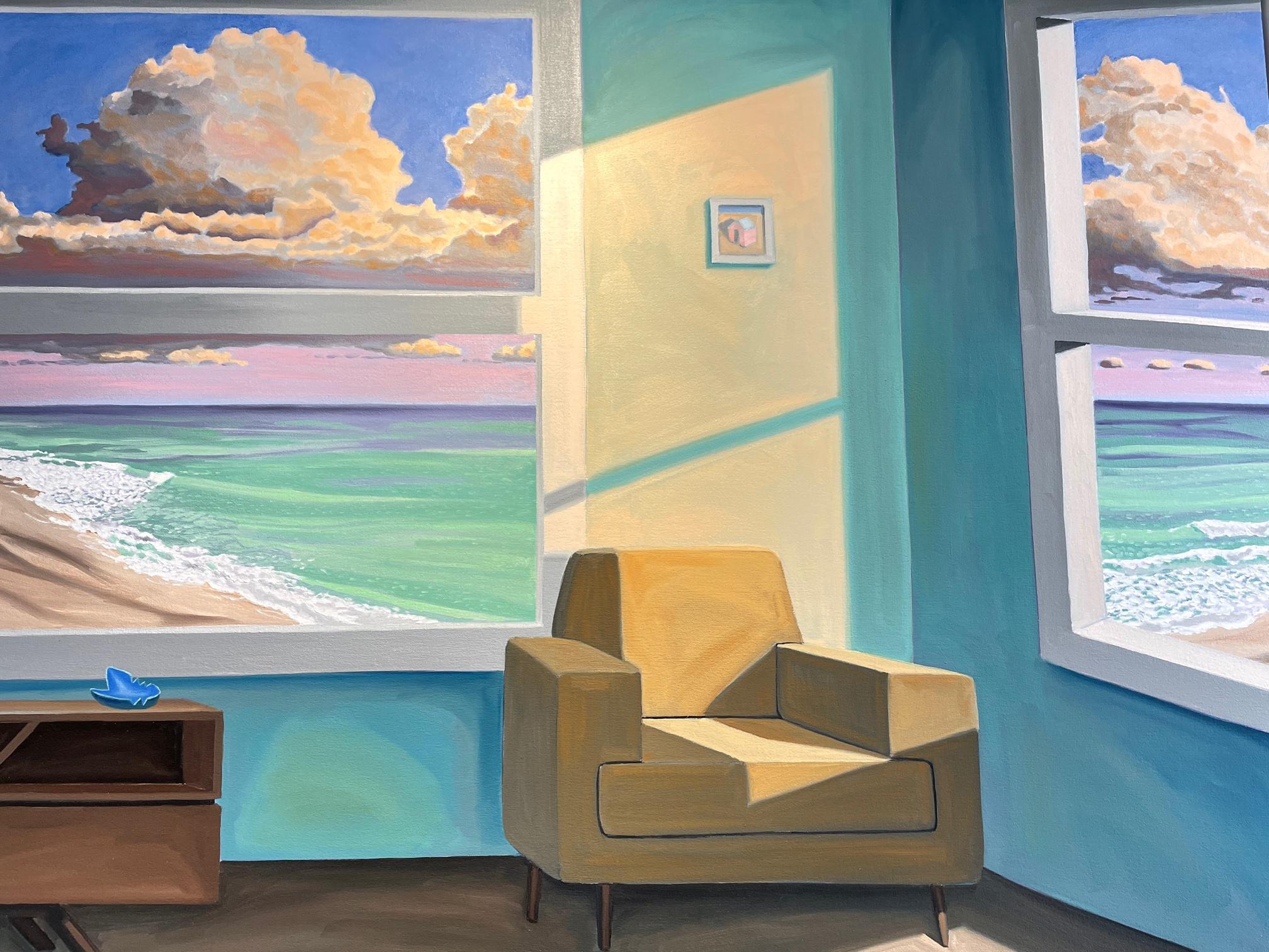 R. Michael Wommack Interior Painting - Beach House with Sand and Ocean Views at Sunrise. Title - Another Perfect Day
