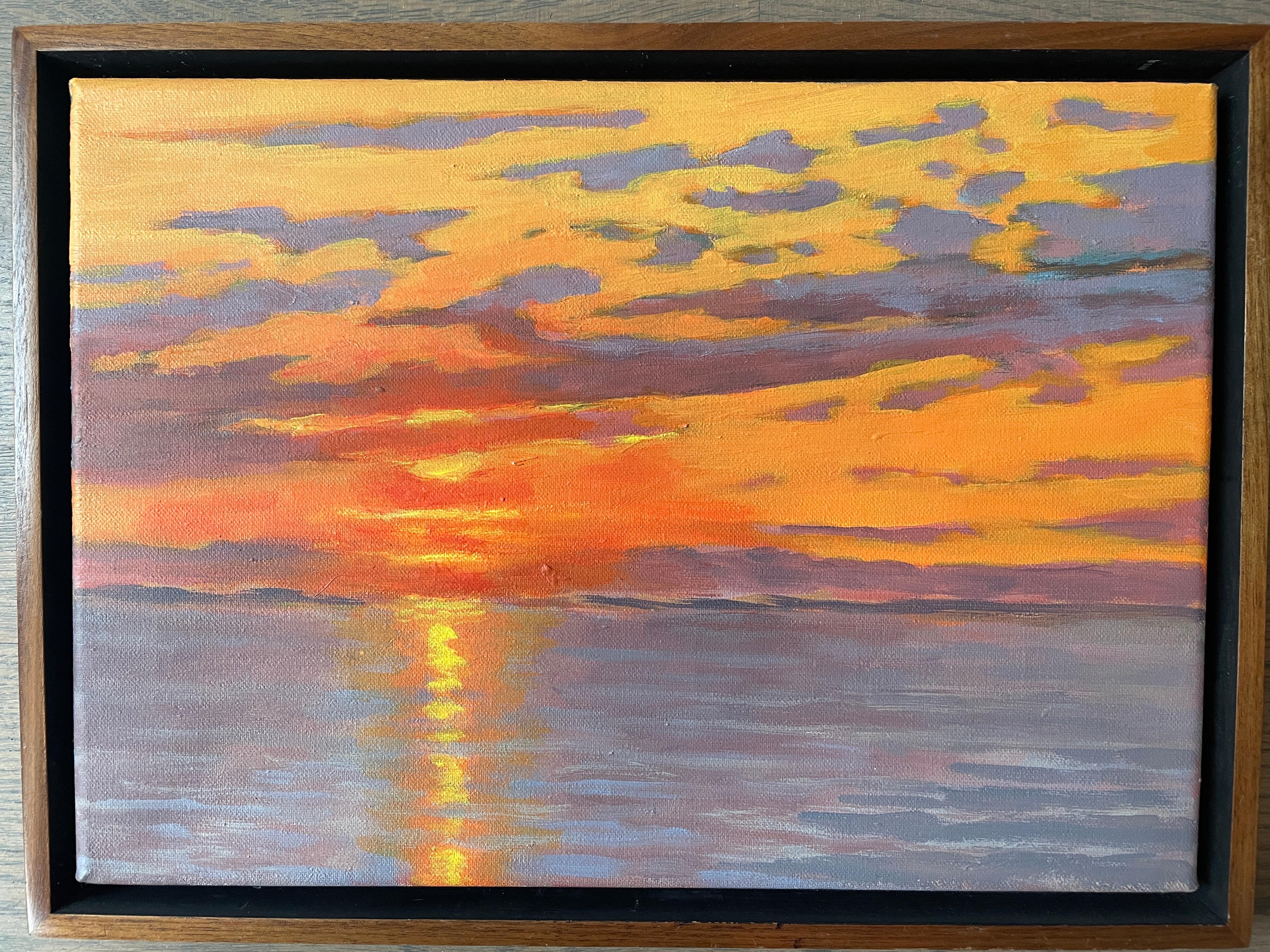Impressionistic Rendering of a Fiery Sunset . Title - Impressionist Sunset - Painting by Carl Scorza