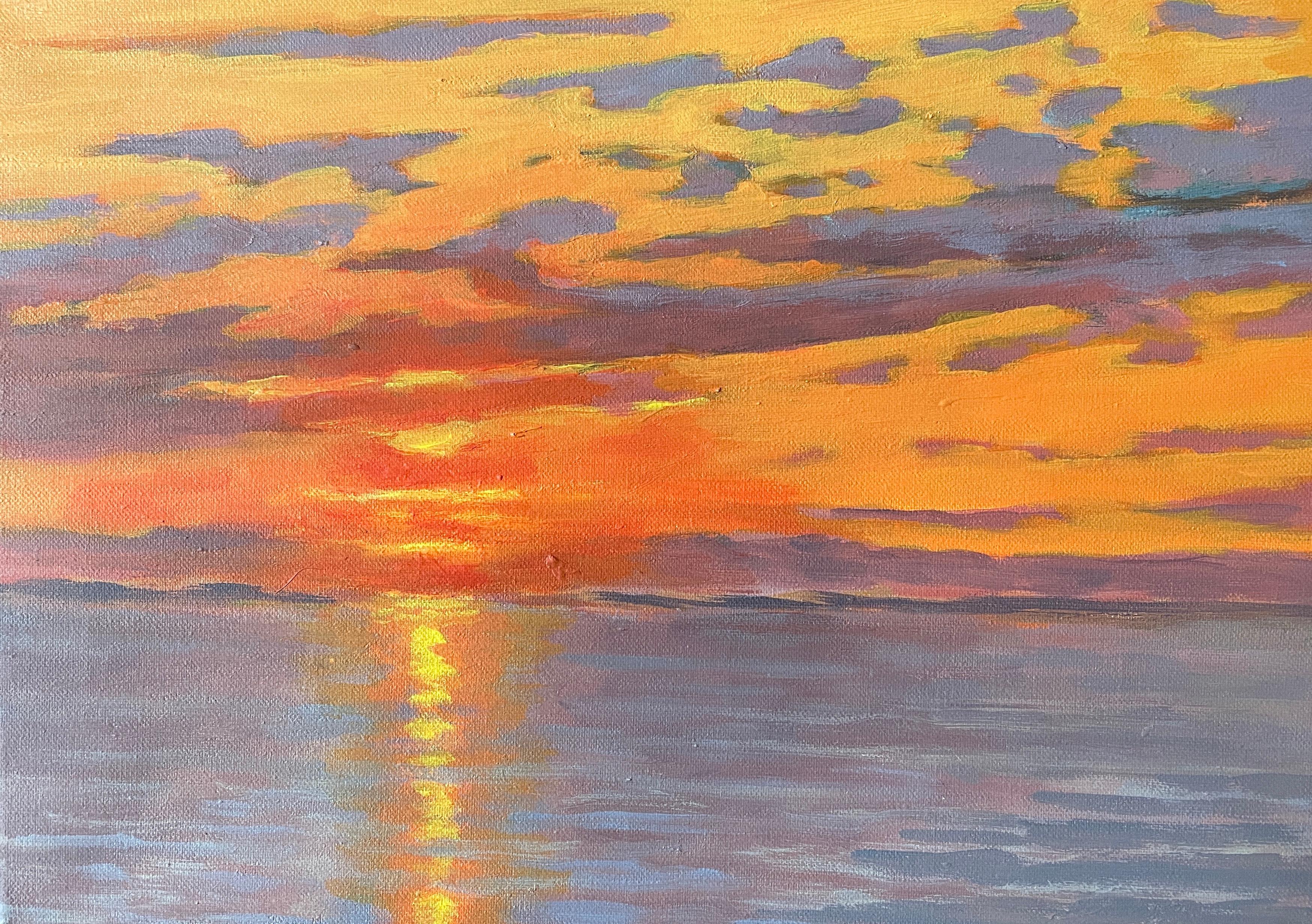 Carl Scorza Landscape Painting - Impressionistic Rendering of a Fiery Sunset . Title - Impressionist Sunset
