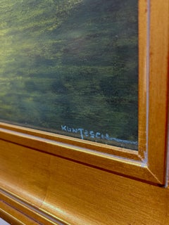 Jade, Impressionist Pastoral Landscape Pastel Drawing on Board, Framed, 12x12