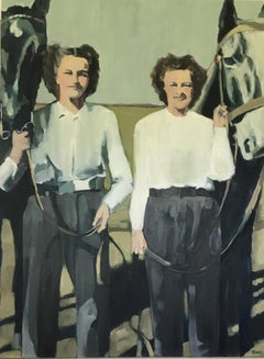 Beth Dacey, "Jackie & Alice", Vintage Figurative Oil Painting, 2020