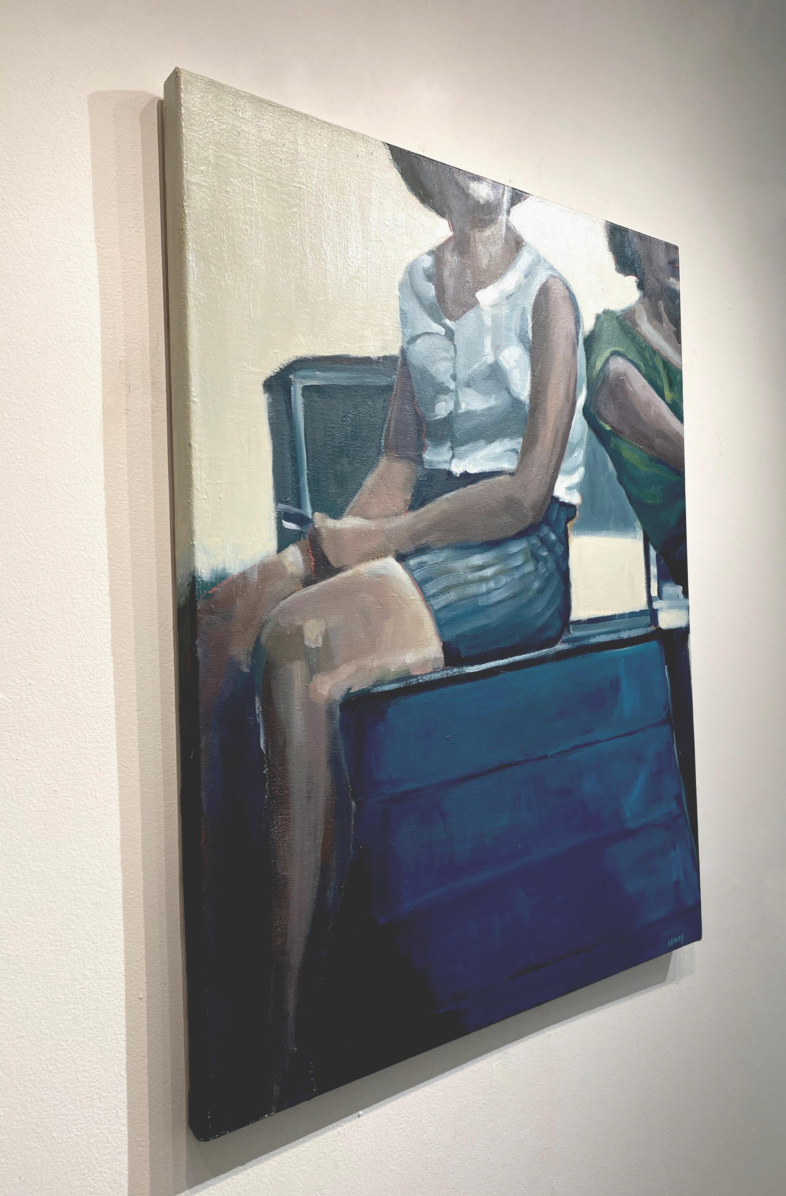 Beth Dacey, Femme avec un bateau, peinture à l'huile figurative nautique vintage en vente 3