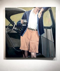 Beth Dacey, "Cheers III", Vintage Figurative and Automobile Oil Painting