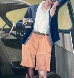 Peinture à l'huile figurative et automobile vintage Cheers III de Beth Dacey