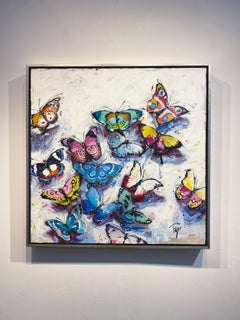 Trip Park, "Foolish Flies", Whimsical Butterfly Oil Painting on Canvas, 2020