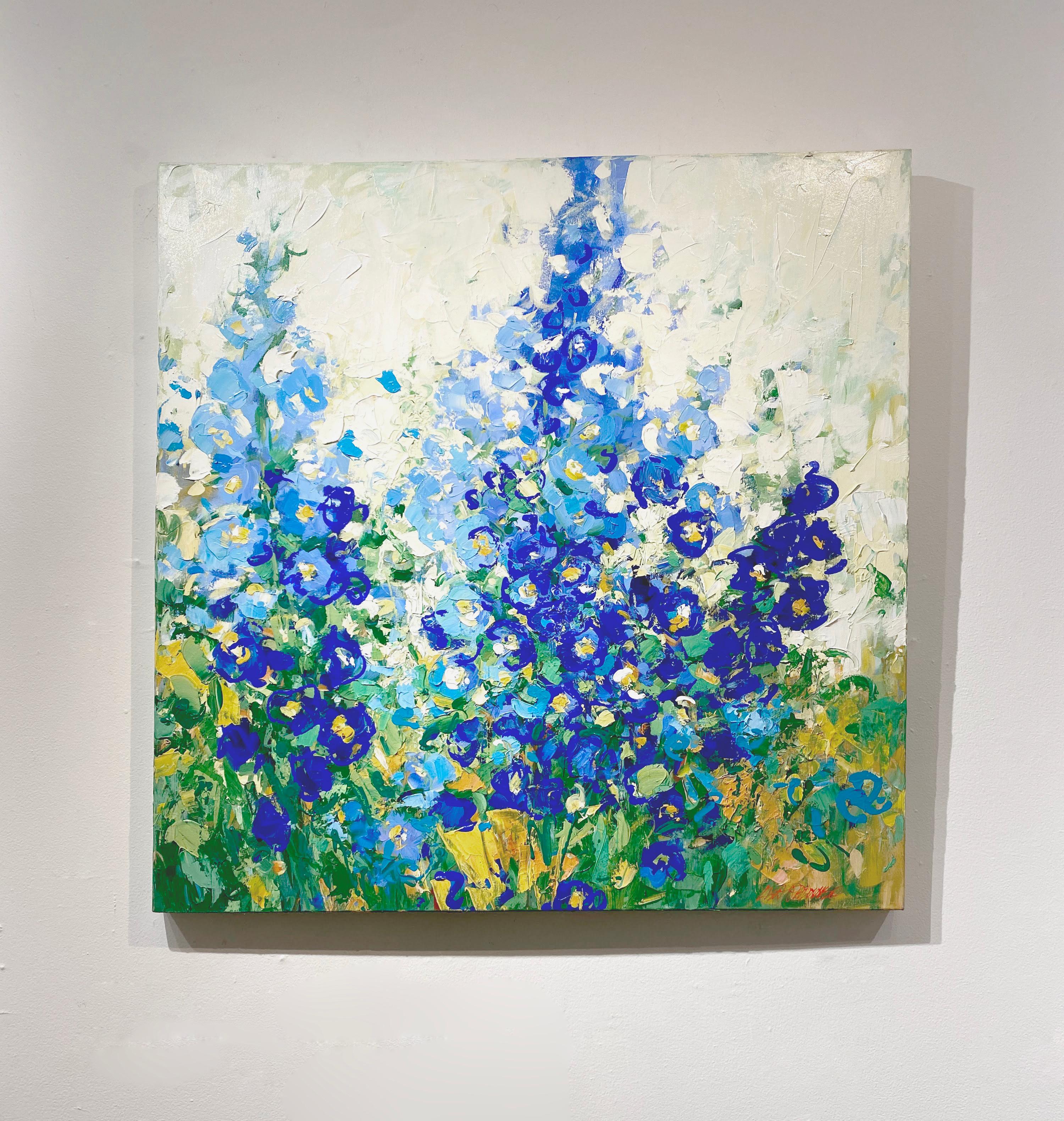 blue floral canvas