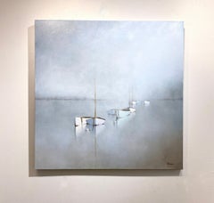 Leslie Berenson "A Light Morning Fog" Misty Boat Seascape Oil Painting, 2020