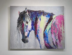 Gabrielle Benot, "Aster", Contemporary Textured Equine Painting on Canvas