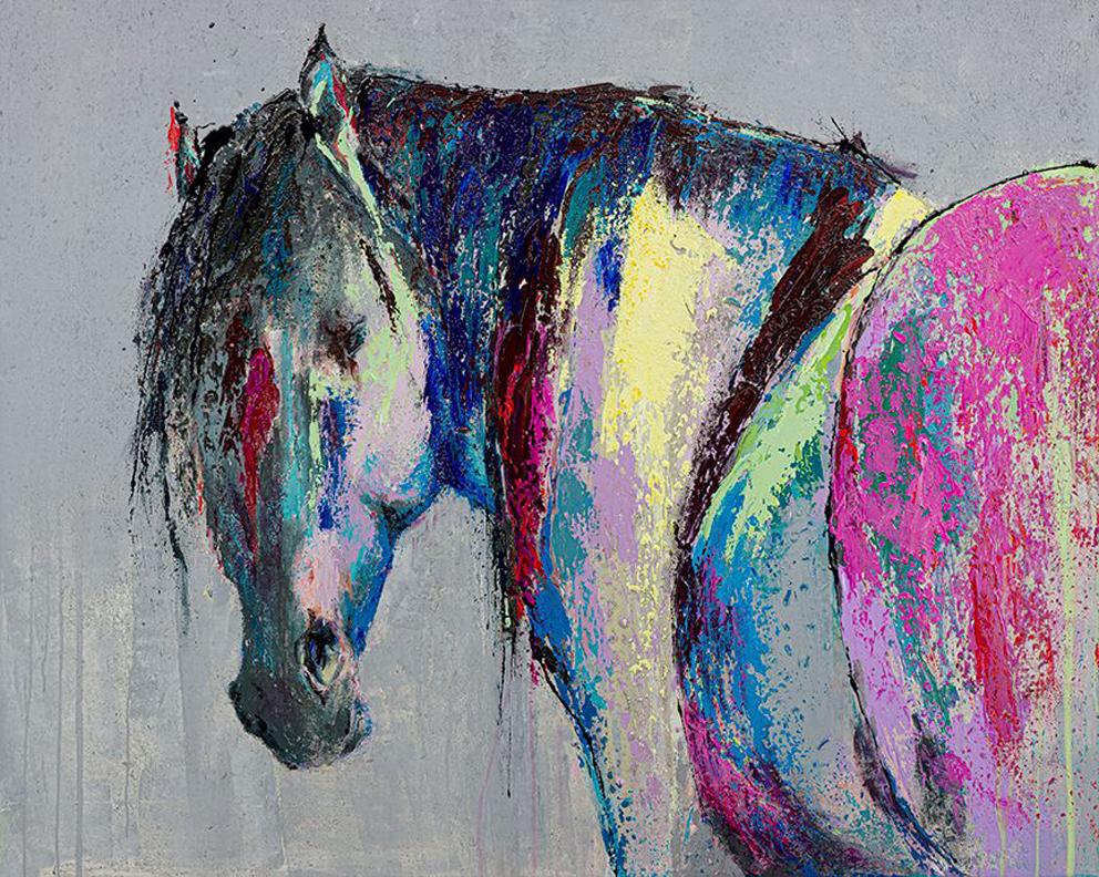 Gabrielle Benot, "Aster", Contemporary Textured Equine Painting on Canvas