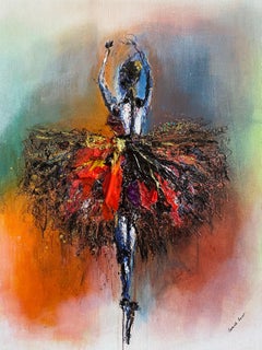 Gabrielle Benot, "Black Swan", Contemporary Ballet Mixed Media on Canvas