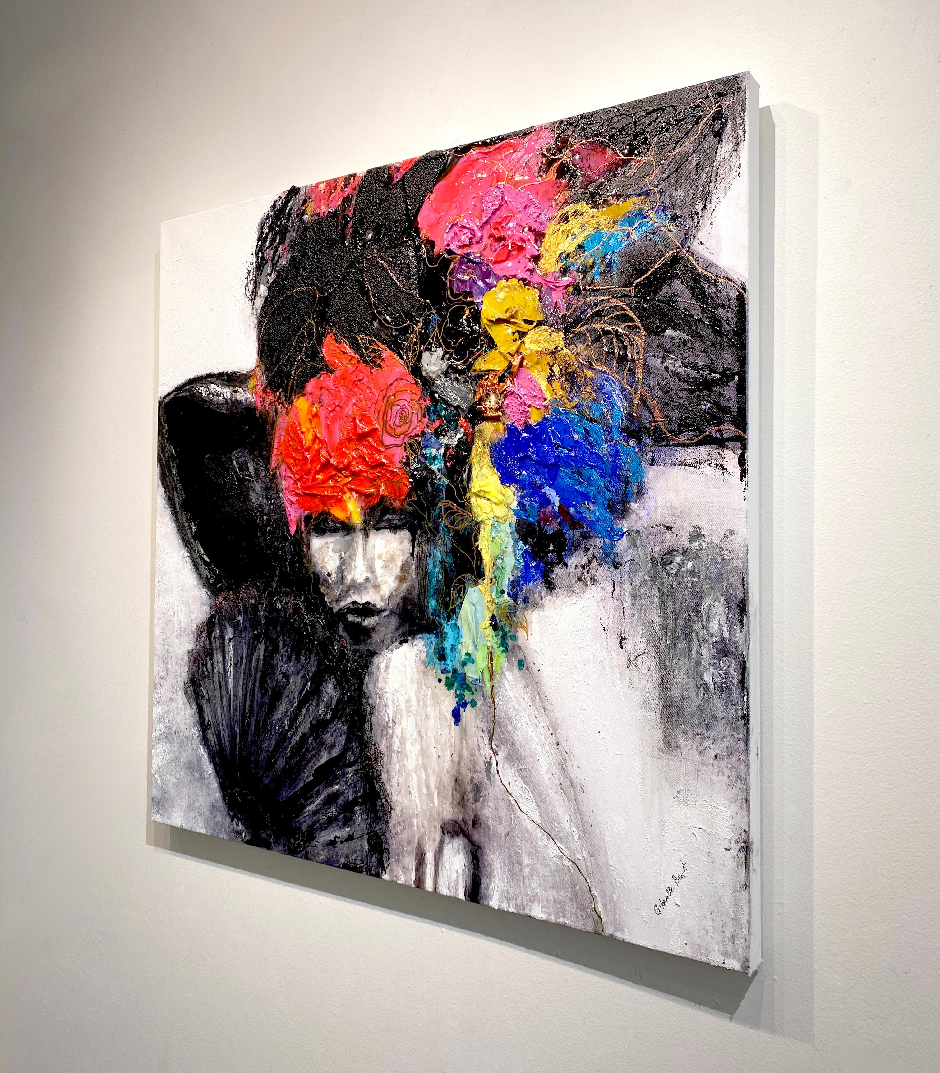 Gabrielle Benot „Tempest“ Abstraktes Frauenporträt in Mischtechnik auf Leinwand im Angebot 2