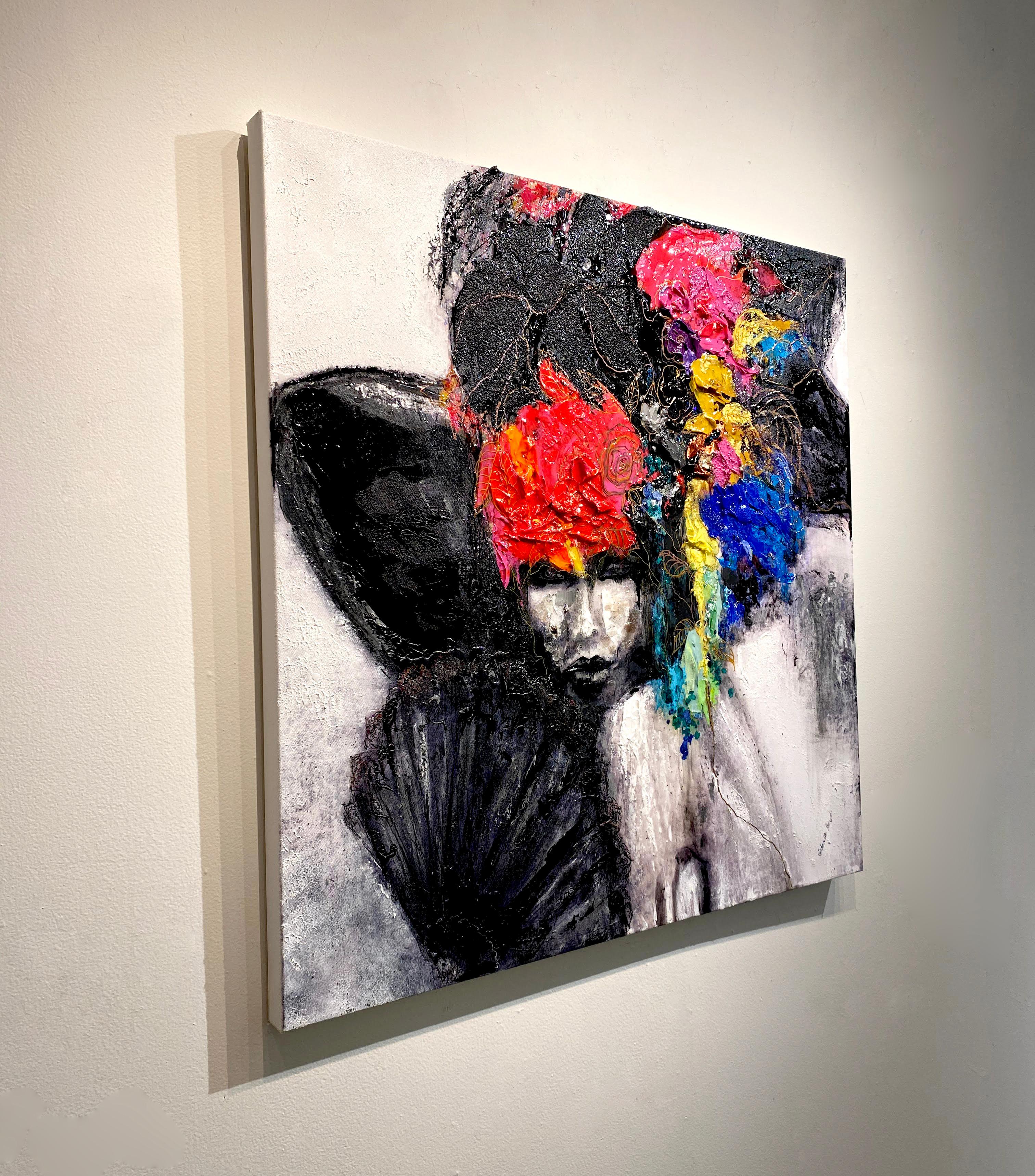 Gabrielle Benot „Tempest“ Abstraktes Frauenporträt in Mischtechnik auf Leinwand im Angebot 3