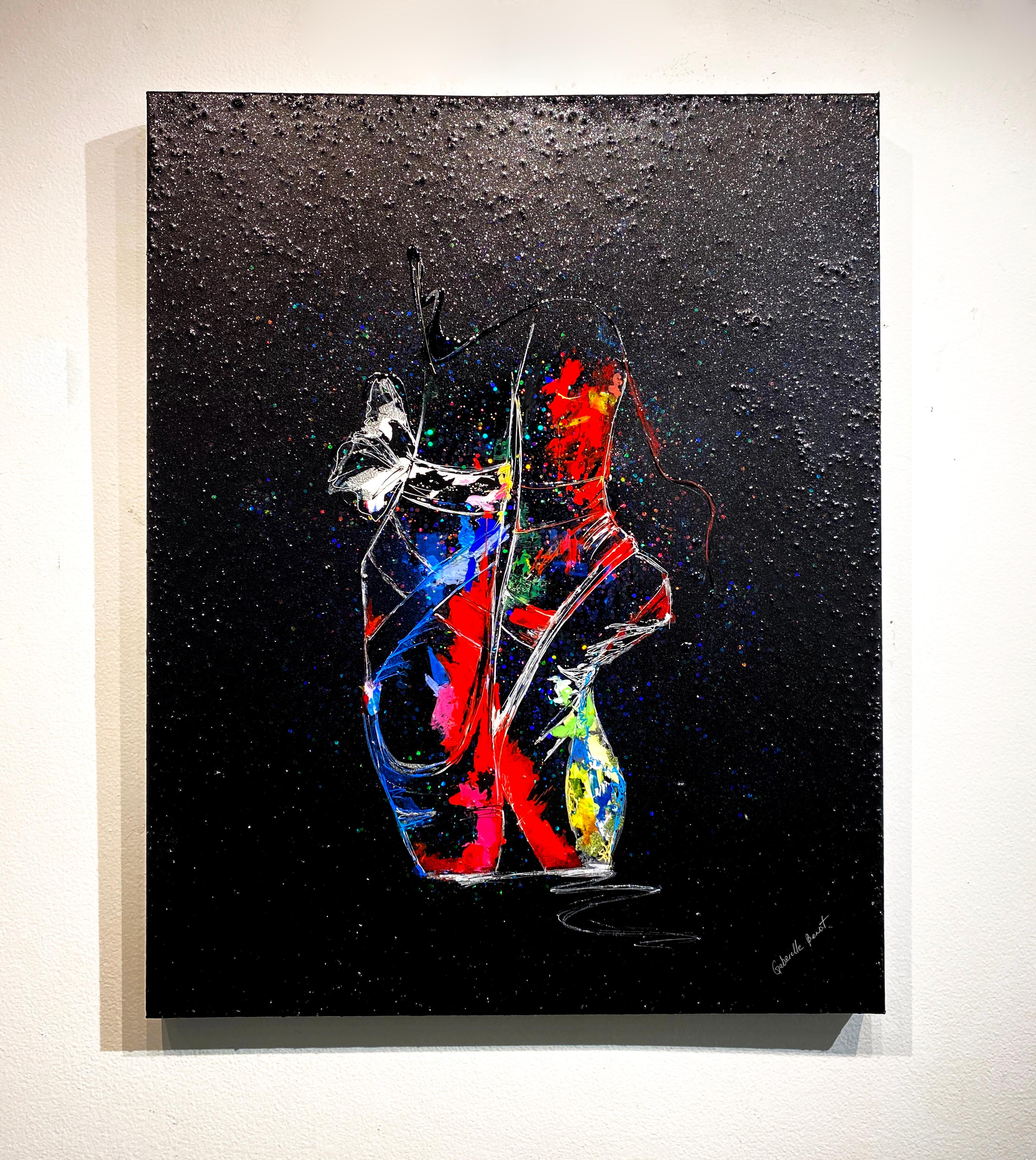 Gabrielle Benot, Midnight, peinture abstraite et foncée de ballet multimédia sur toile en vente 1