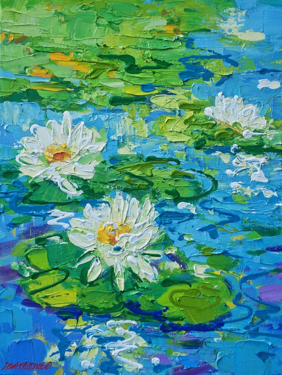 Lisa Palombo, "Floating Jewels #5", Lily Pond Painting on Canvas, 2018