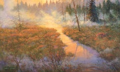 Robert Amirault "September Morning" Forest Trail Landscape Oil on Canvas, 2019
