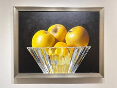 Ora Sorensen, "Yellow Apples" Photorealistic Fruit Bowl Oil Painting on Canvas