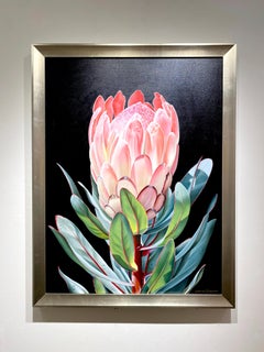 Ora Sorensen, "Protea I", Photorealistic Flower Painting on Canvas
