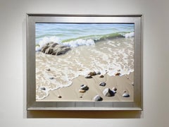 Ken Otsuka "A Million Years" Realistic Rocky Beach Ocean Waves Oil on Canvas