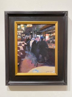 Jeff Jamison, "Midtown Secret", Manhattan Restaurant Oil Painting on Canvas