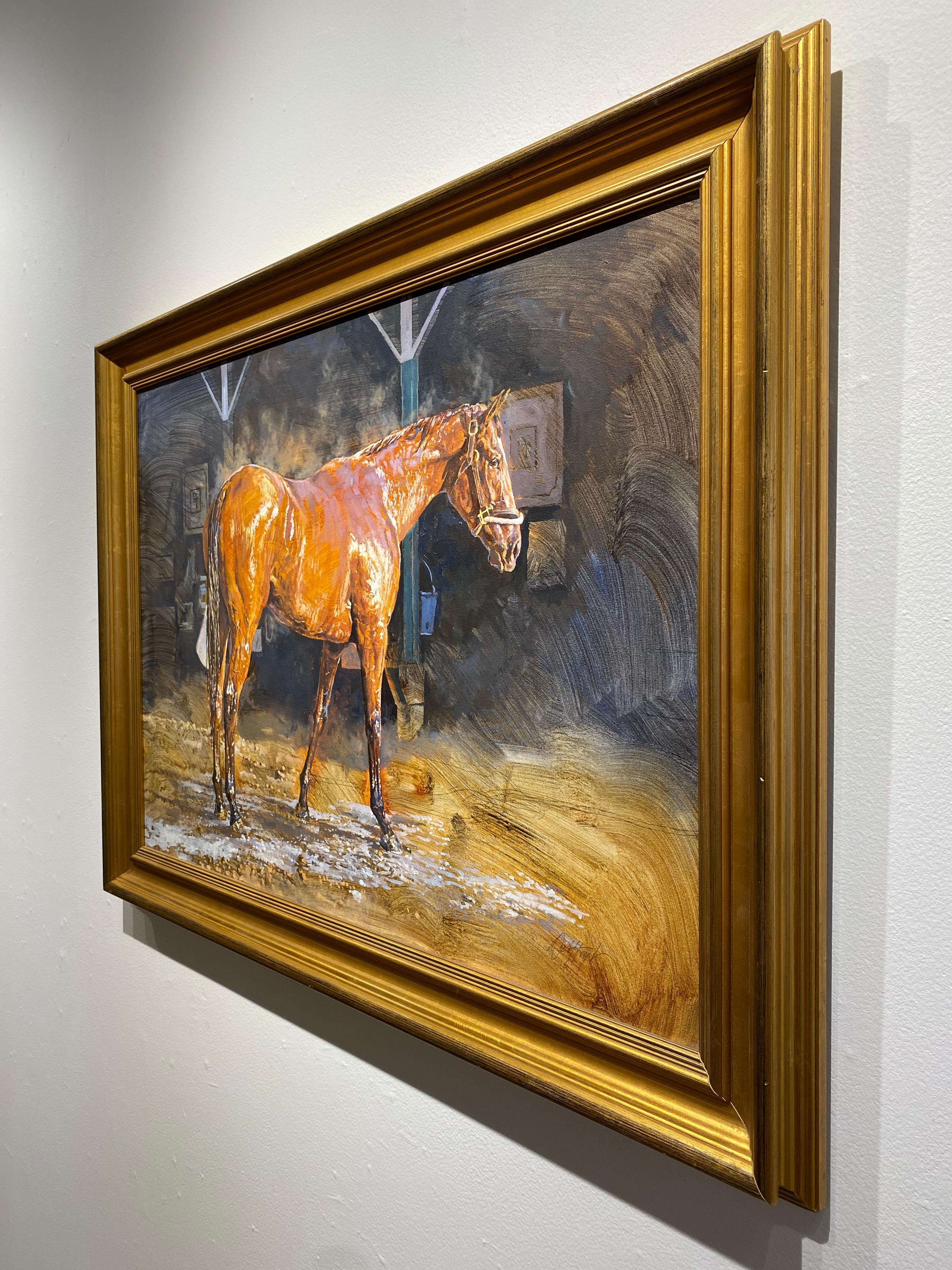 Dahl Taylor, „After the Bath“, Equine Barn, Ölgemälde auf Leinwand, 24x34 im Angebot 3