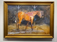 Dahl Taylor, "After the Bath", Equine Barn Oil Painting on Canvas, 24x34