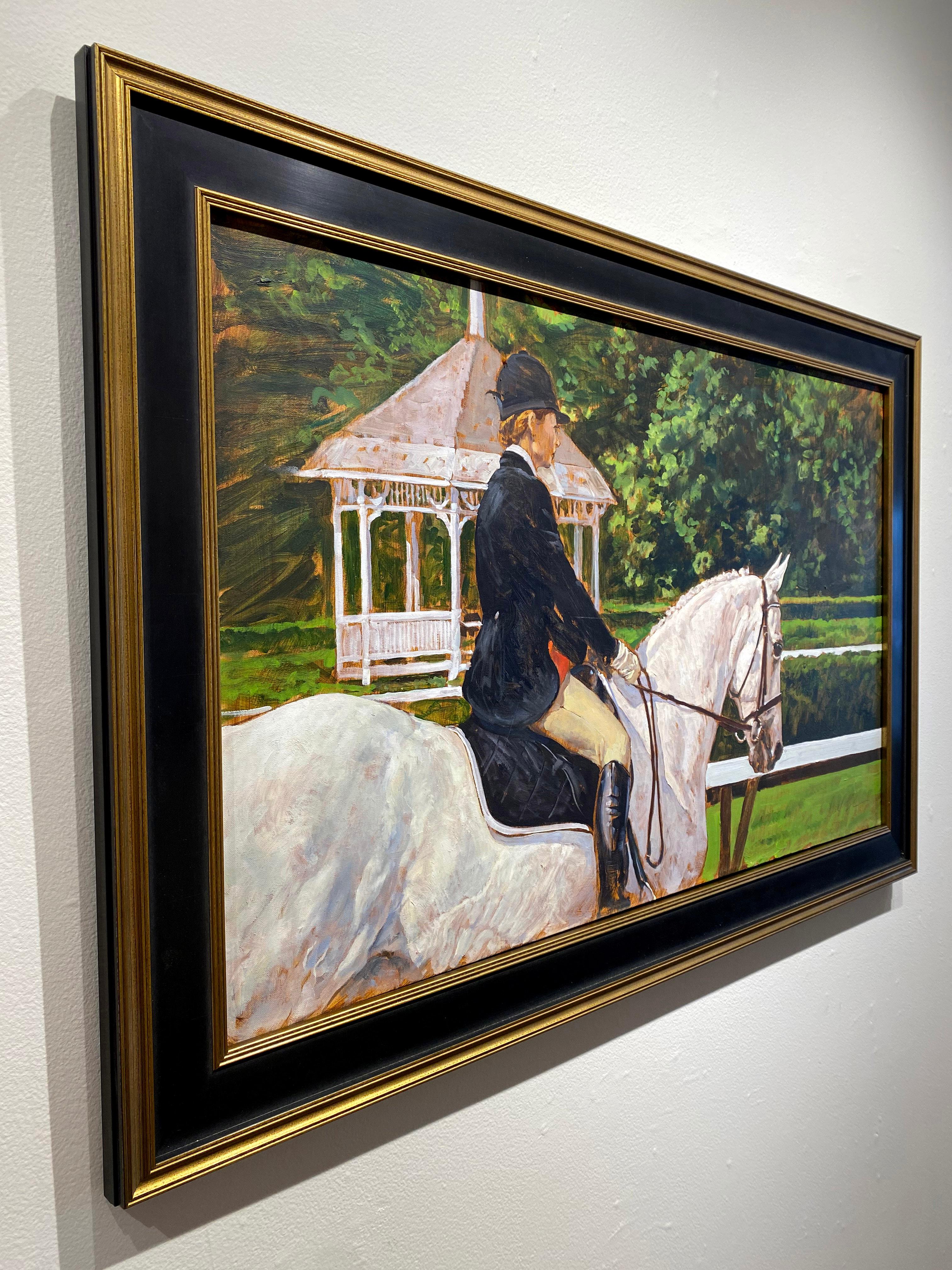 Peinture à l'huile sur toile « Dressage » de Dahl Taylor représentant un cheval et un équilier, 22 x 36 cm en vente 2