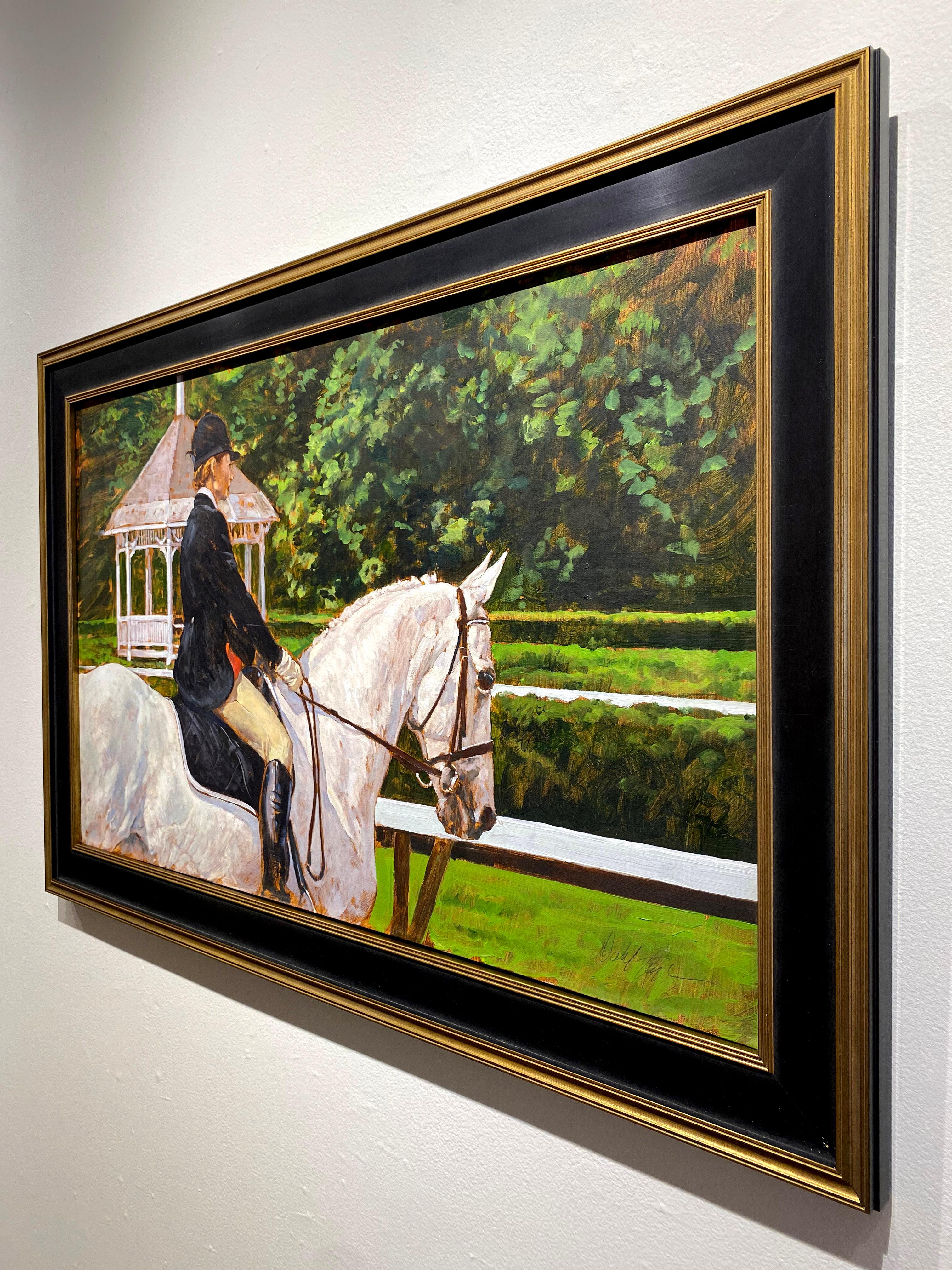 Peinture à l'huile sur toile « Dressage » de Dahl Taylor représentant un cheval et un équilier, 22 x 36 cm en vente 3