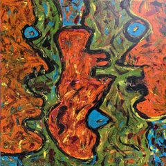 Abstract Expressionist Fine Art Contemporary Painting by Troy Smith, Green, Blue