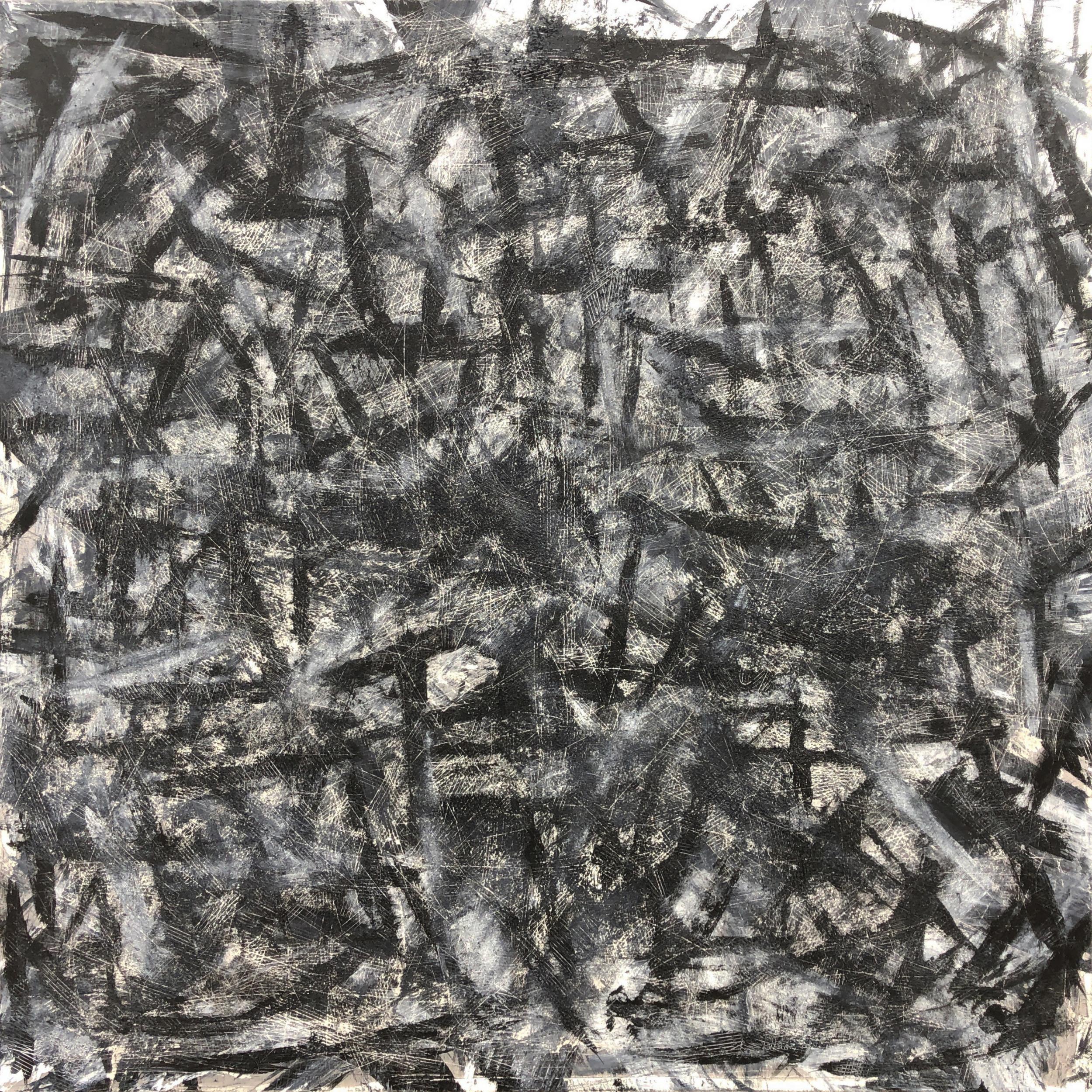 Abstract Expressionist Contemporary Painting by Troy Smith, Black, White