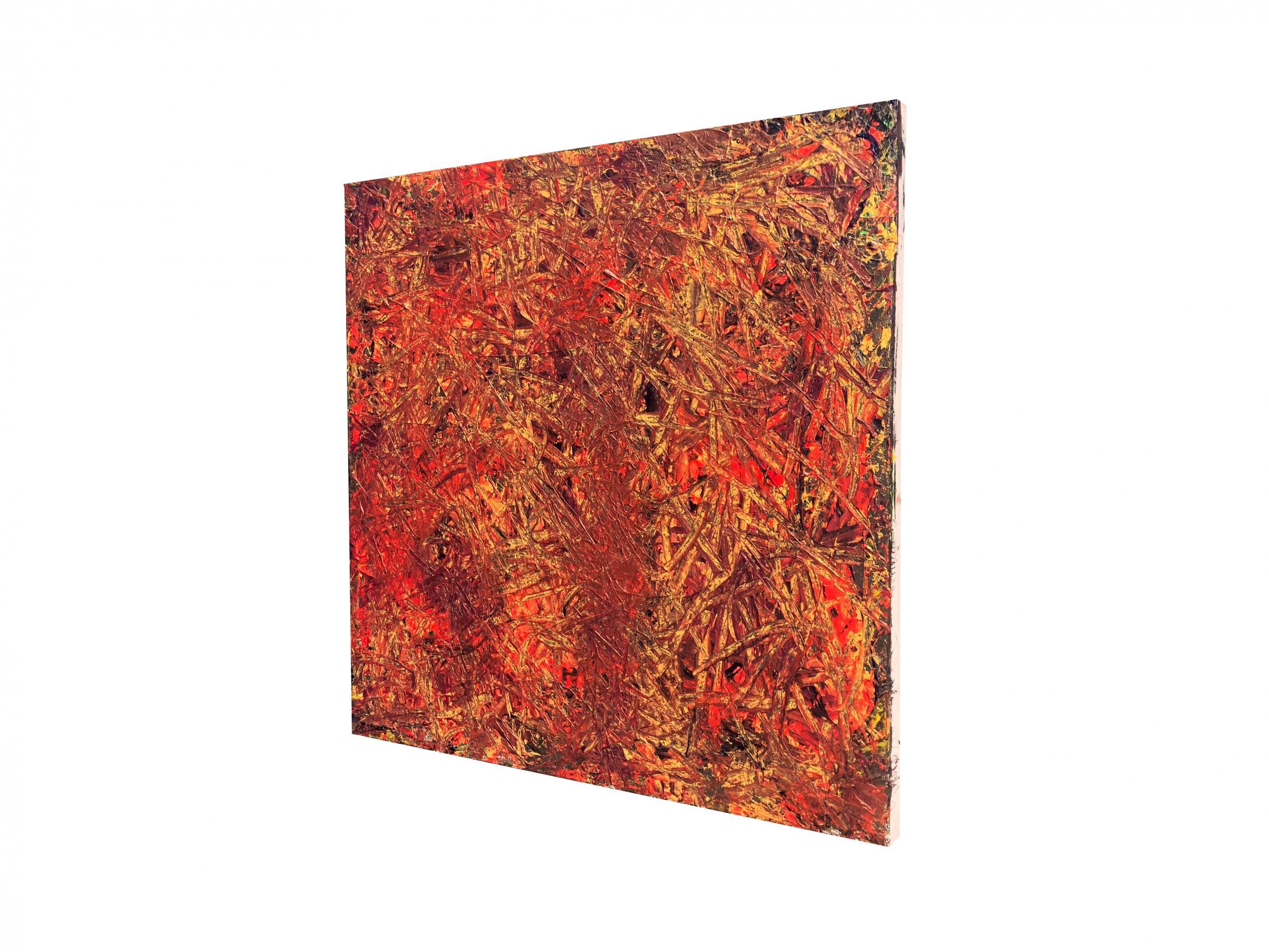 In The Line Of Fire By Troy Smith Fine Art Abstract Art - Orange Abstract Painting by Troy Smith Studio