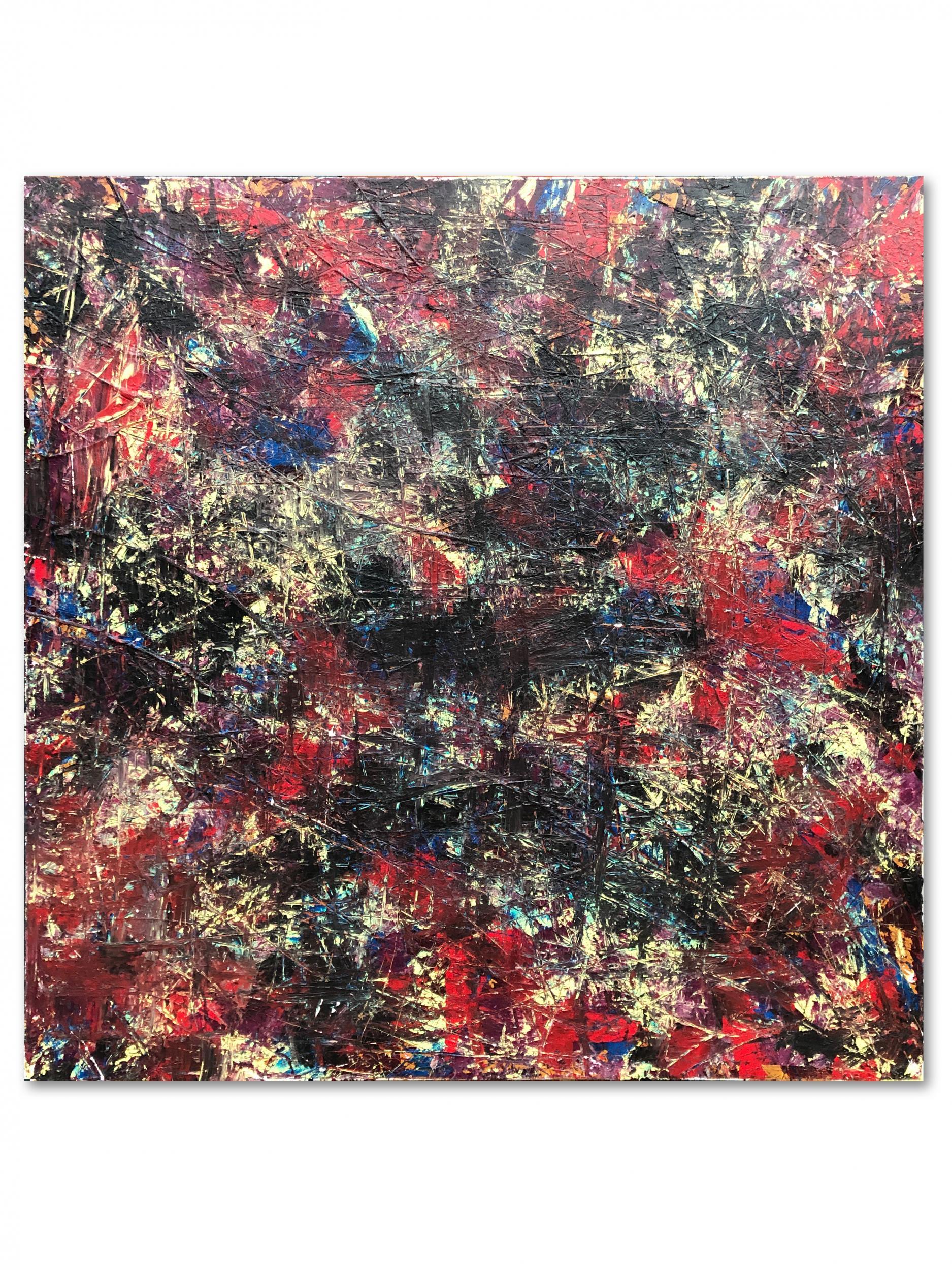 Title, Red Noise.

The painting is signed by the artist on the back and comes with a small brass plaque with the artist's name.

Comes with a “Certificate of Authenticity” from the artist.